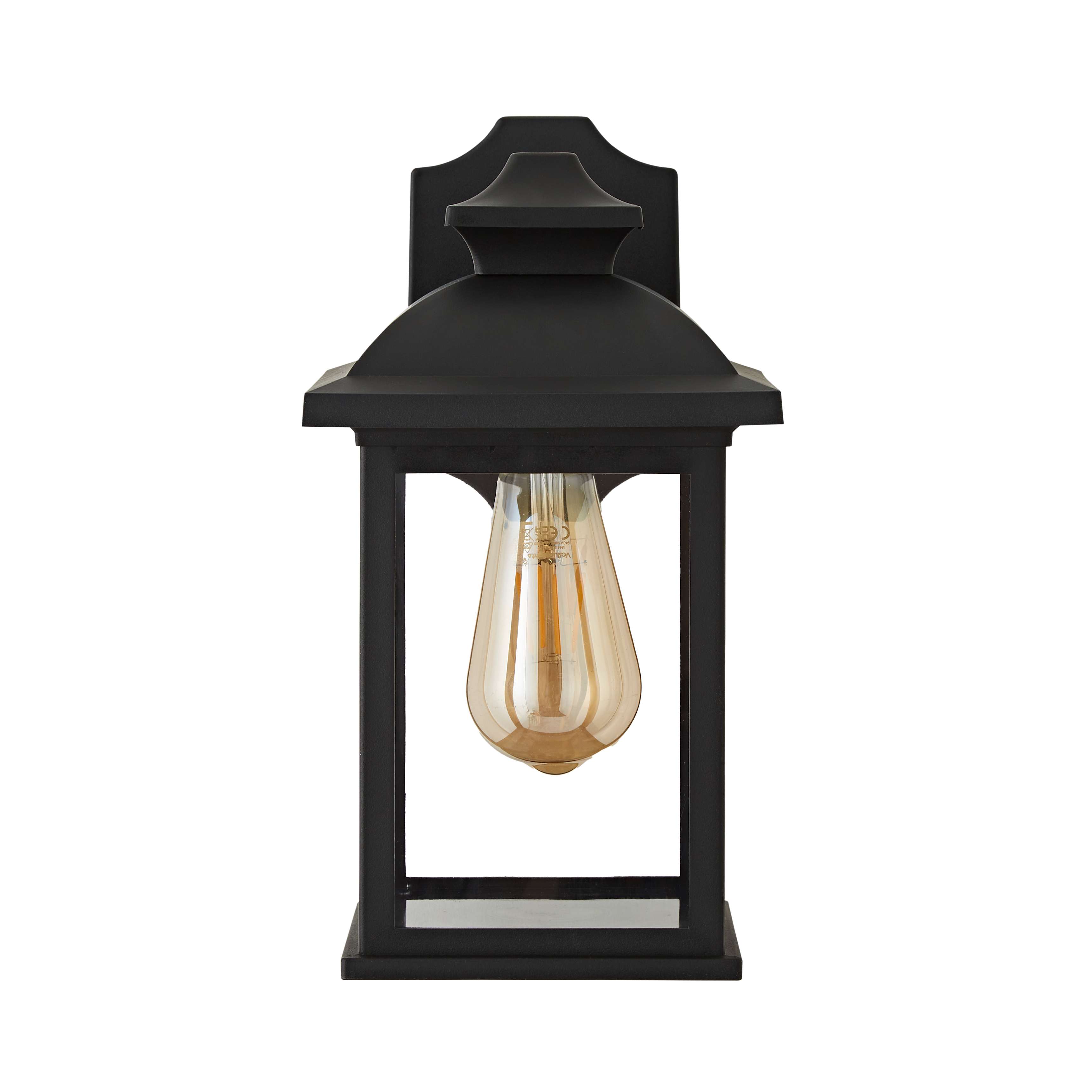 ValueLights Leo Black Traditional Lantern IP44 Outdoor Wall Light Black