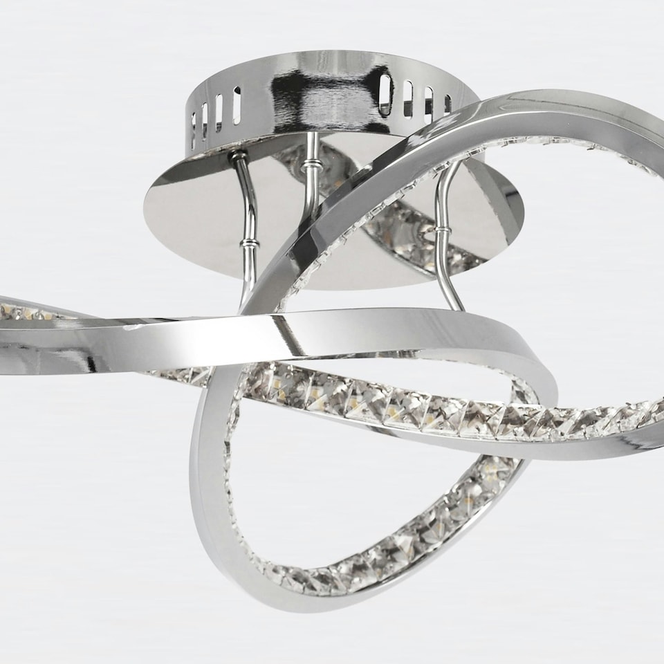 image 1 of First Choice Lighting Set of 2 Jewelled Chrome LED Loop Ceiling Lights Chrome | Clear
