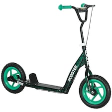 AIYAPLAY Kids Scooter, Big Wheel Kick Scooter with Adjustable Height Handlebar, Non-slip Footplate, Rear Brake, Kickstand, for Kids 6-12 Years Old, Green | Green | Green