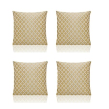 Two Tone Geometric Jacquard 45cm x 45cm Ochre Cushion Set of 4 | Yellow | White | 45cm x 45cm x 10cm | 4
