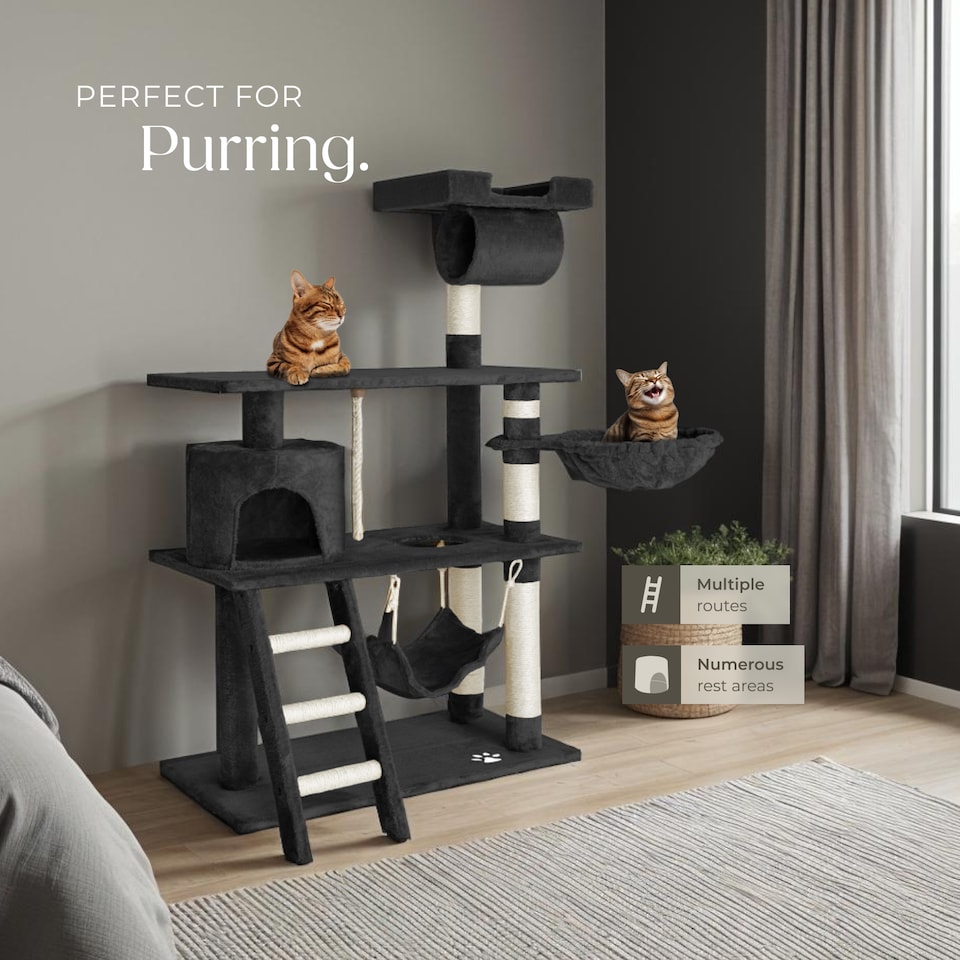 image 1 of Cat Tree Marcel - 141 cm, sisal cat scratching post | Black | black | One Size | 1