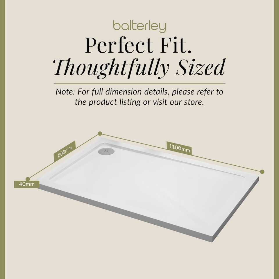 image 1 of Balterley Premium Rectangular Shower Tray - Durable Low Profile Stone Resin Base by Balterley | White | White | 1
