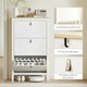 image 6 of HOMCOM 3 Drawer Shoe Cabinet with Flip Doors for Hallway, Entryway White | 80W x 24D x 131H cm