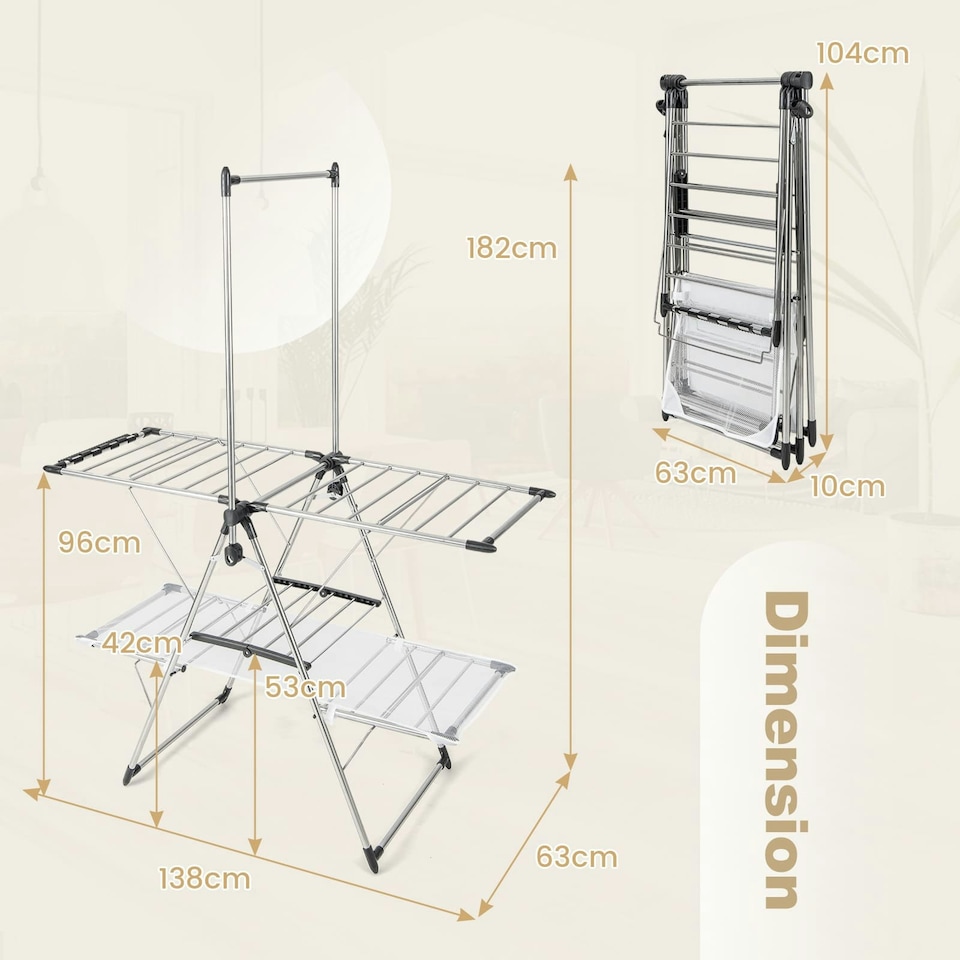 image 1 of COSTWAY Laundry Drying Rack Foldable Clothes Drying Rack