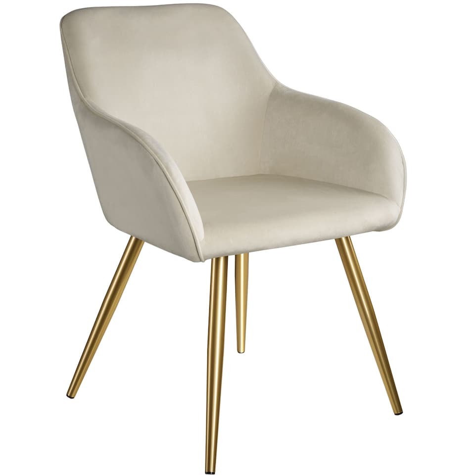 image 1 of Chair Marilyn with Velvet Cover, Gold Steel Legs and Plush Padding | Cream | cream/gold | One Size | 1
