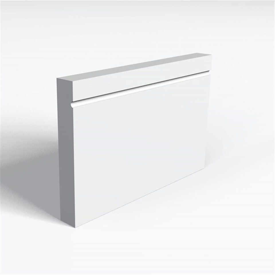 Pack of 10 (Total 10 Units) - Moisture Resistant MDF Primed 1 Drip Skirting Board & Rebate - 25mm (T) x 144mm (H) x 3050mm (L)