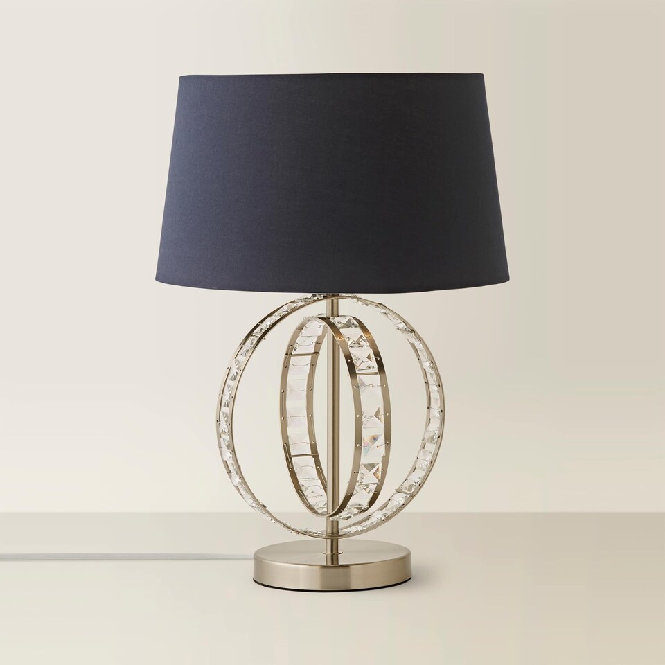 image 1 of ValueLights Rothwell Silver Table Lamp Blue Shade