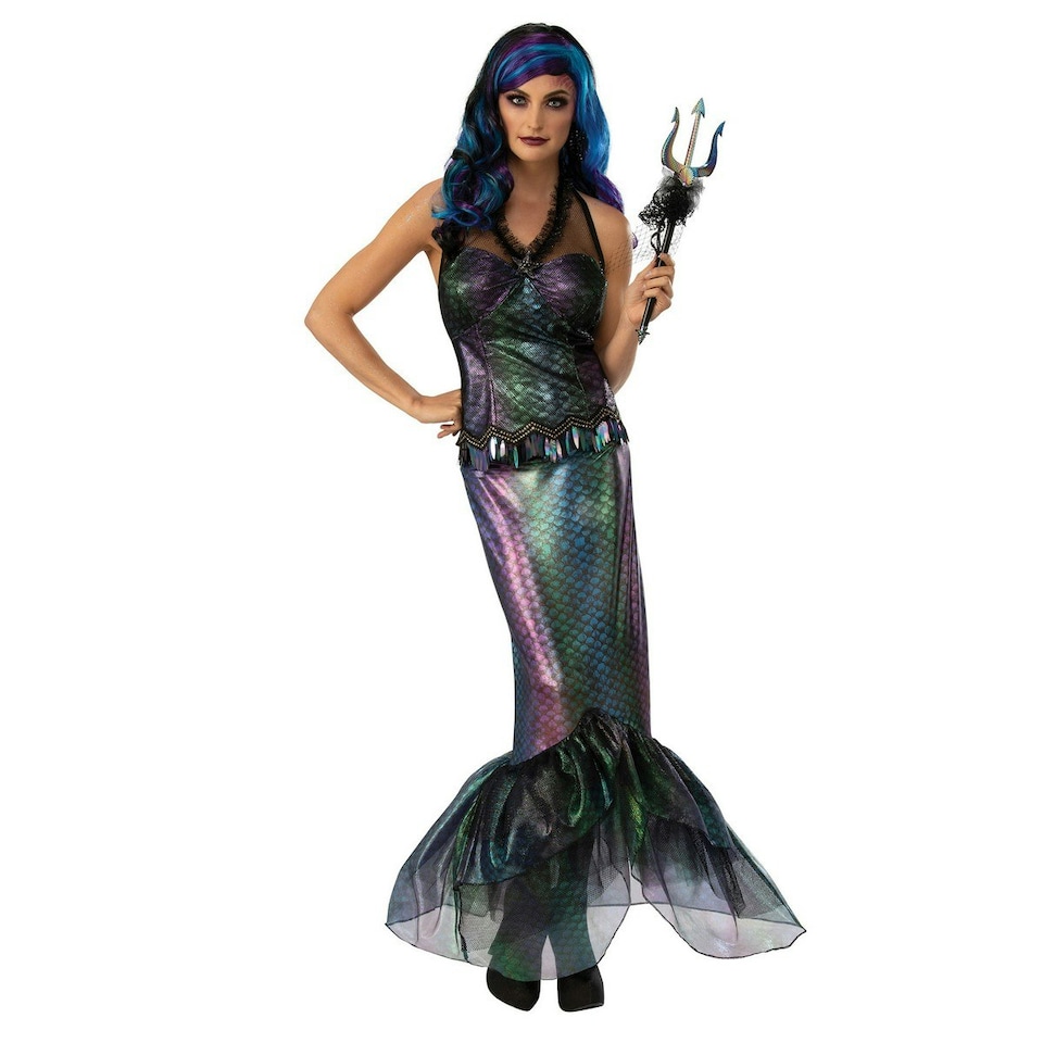 Rubies Womens/Ladies Queen Of The Dark Sea Costume - Black/Blue/Green - L L