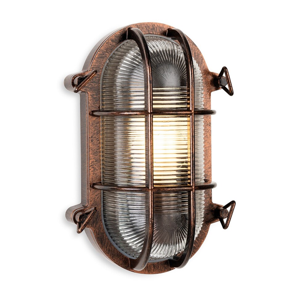 Turin Bulkhead - Oval Antique Copper 1xE27 IP65