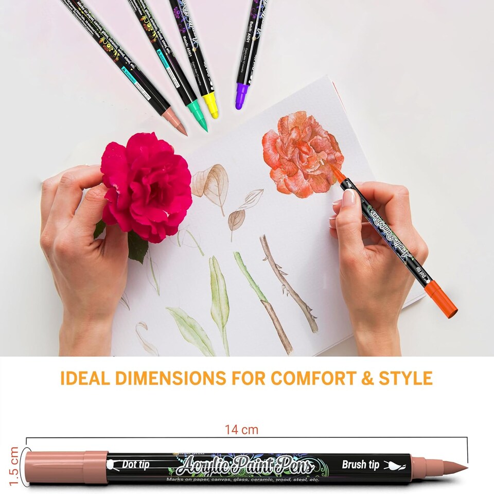 image 1 of Desire Deluxe Acrylic Paint Pens for Rock Painting, Stone, Ceramic, Glass, Wood, Canvas – Set of 12 Non Toxic Water Based Markers - Great Artists Painting Supplies