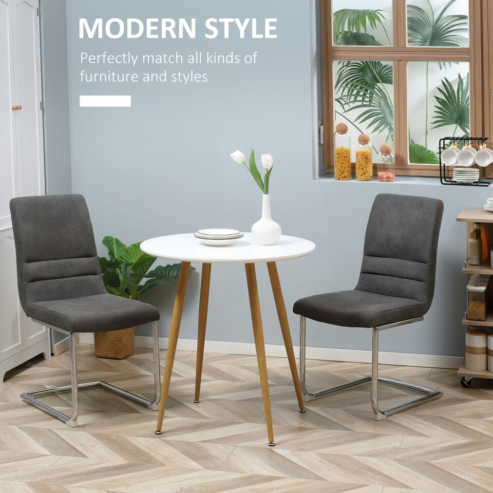 image 1 of HOMCOM Round Dining Table with Matte Top Metal legs, Kitchen Table for 2 People