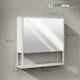 image 7 of HOMCOM Industrial Bathroom Cabinet with 2 Mirrored Doors Open Shelf White