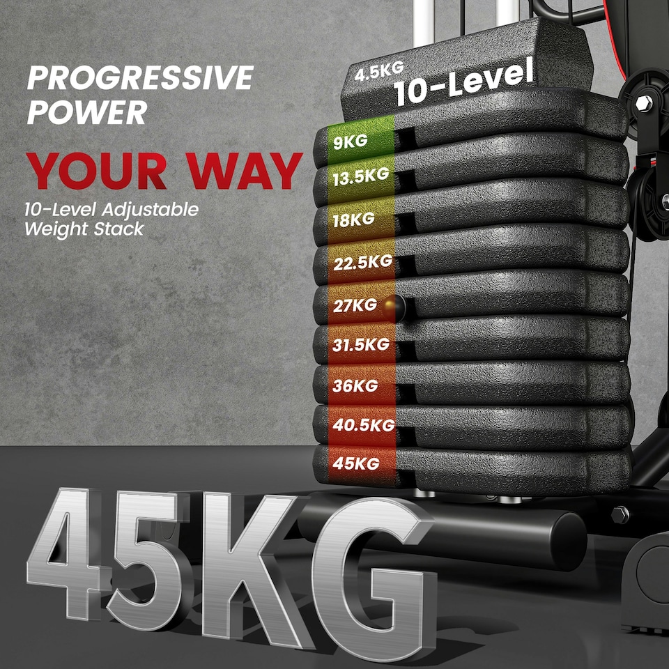 image 1 of HOMCOM Multi Gym Fitness Equipment Exercise Machine with 45Kg Weight Stack