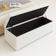 image 2 of 150cm Chesterfield Ottoman Storage Box, White Plush Velvet Upholstered Blanket Box, End of Bed Bench, Deep Storage Chest
