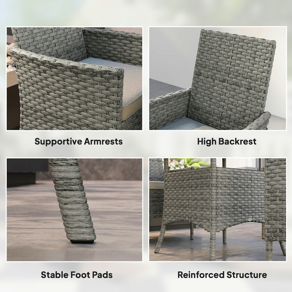 image 1 of Outsunny 4 Seater Rattan Garden Furniture Set with Cushion