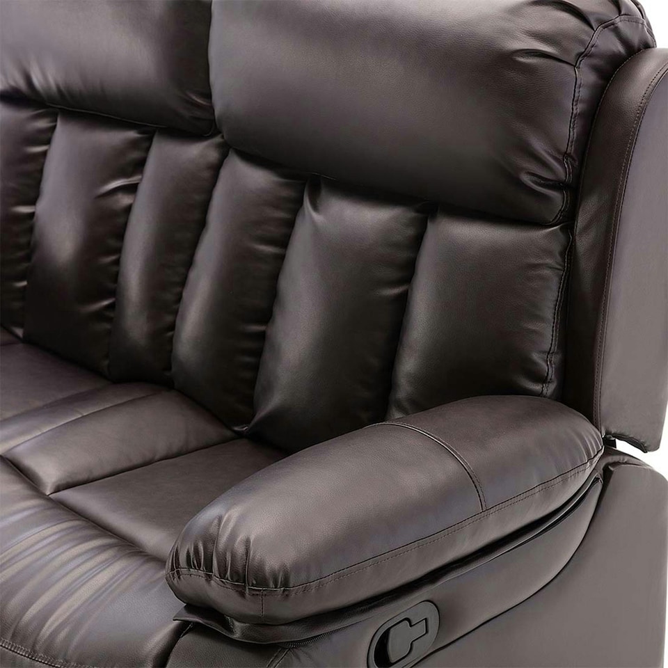 image 1 of Chester 2 Seater Manual High Back Bonded Leather Recliner Sofa (Brown)