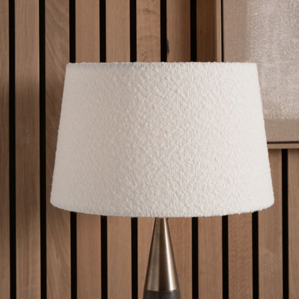 image 1 of White Boucle Tapered Lampshade | White | White | 1