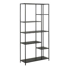 Newcastle Asymmetrical Bookcase with 6 Shelves in Matt Black