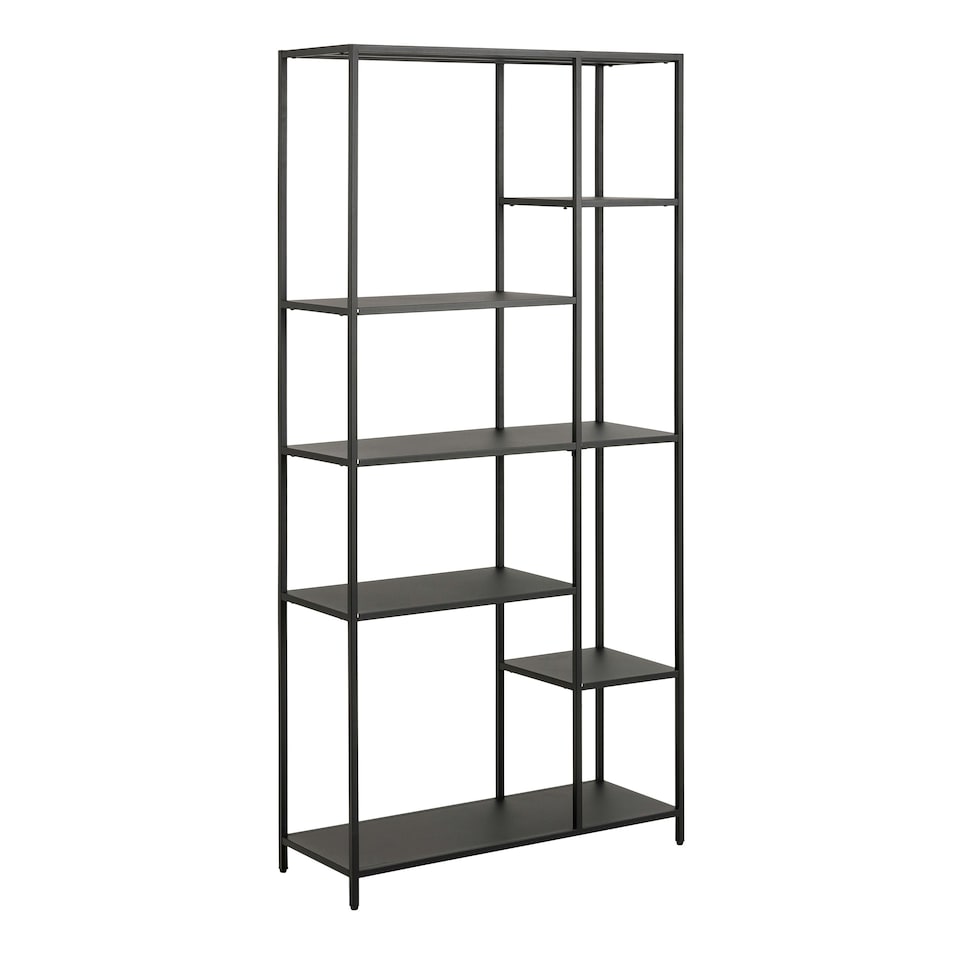 image 1 of Newcastle Asymmetrical Bookcase with 6 Shelves in Matt Black