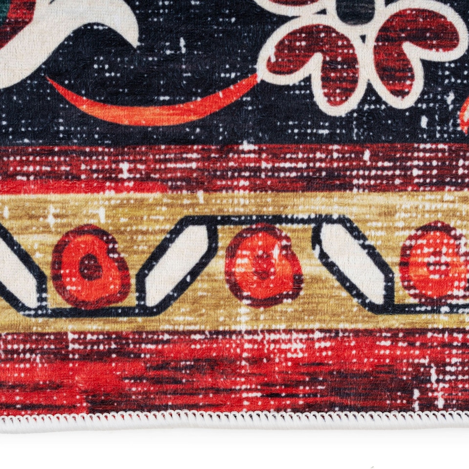 image 1 of KUKOON Washable & Non Slip Terracotta Persian Style Area Rug 80cm x 150cm
