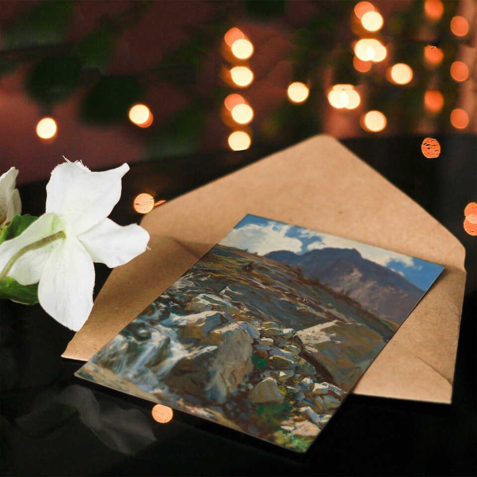 image 1 of John Singer Sargent Art Card Simplon Pass Landscape Painting