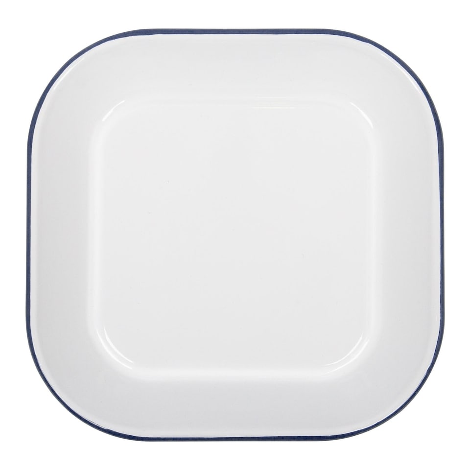 image 1 of Argon Tableware White Square Enamel Baking Tray - 24.5cm x 24.5cm - Blue