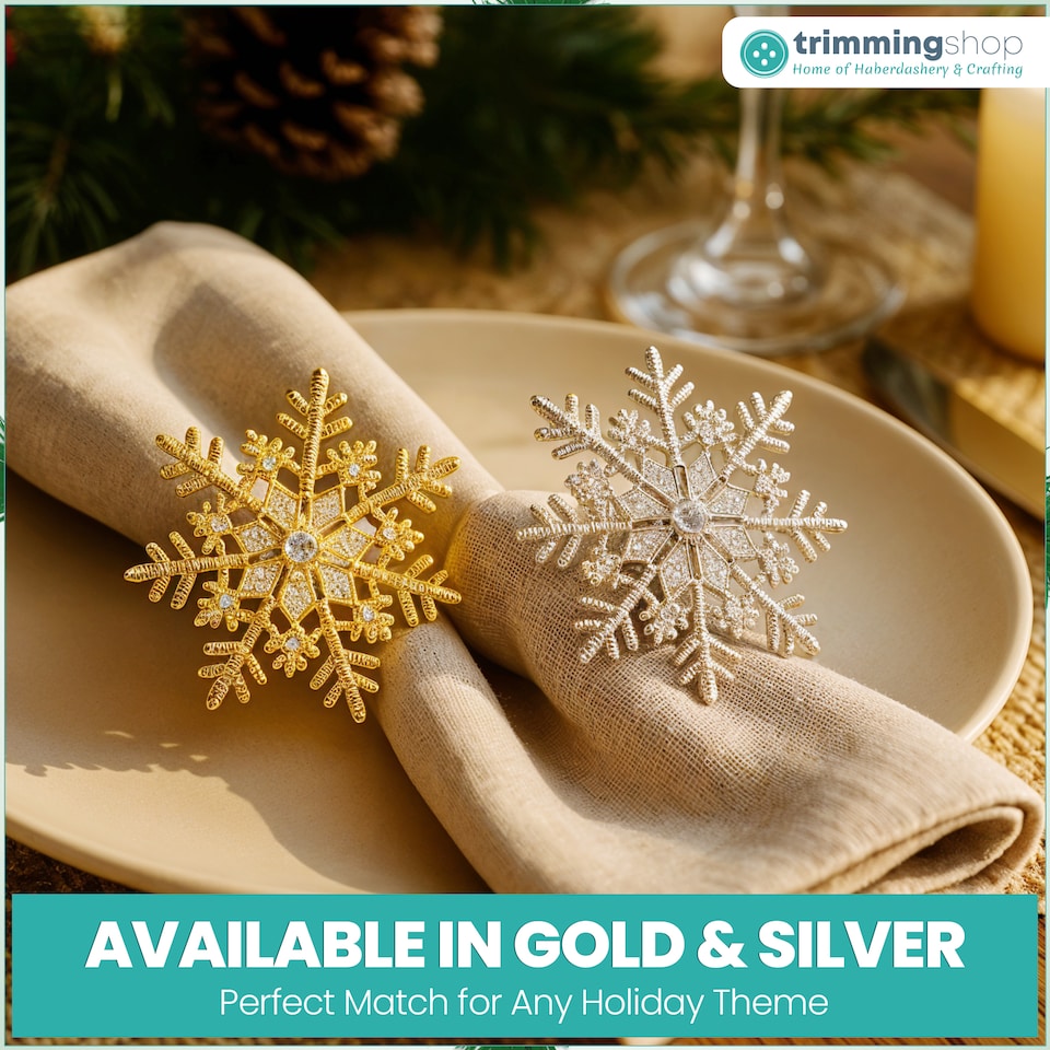 image 1 of 1pc Snowflake Napkin Rings, Napkin Holder with Diamante Rhinestone
