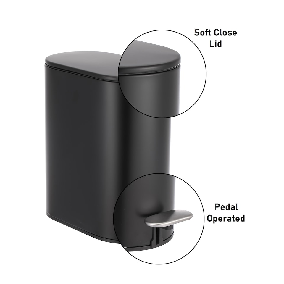 image 1 of Showerdrape Fortuna 5L Soft Close Bathroom Pedal Bin Black | Multi | 1