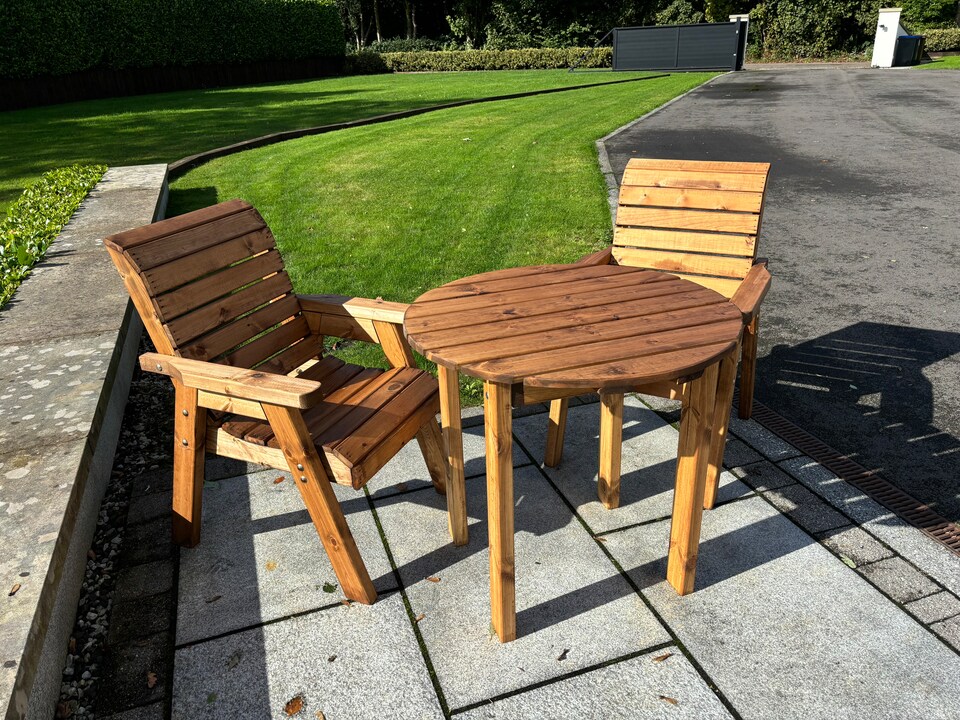 image 1 of Thatcham Two Seater Outdoor Dinner Set - Timber - L100 x W220 x H98 cm - Fully Assembled