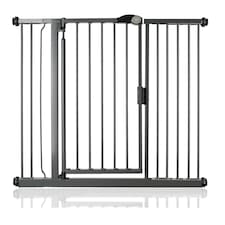 Bettacare Auto Close Stair Gate, 125.4cm - 132.4cm, Slate Grey, Pressure Fit Safety Gate, Baby Gate, Safety Barrier for Doors Hallways and Spaces, Easy Installation