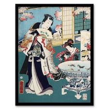 Toyohara Kunichika Framed Wall Art Print Spring Outing in a Villa Home Décor