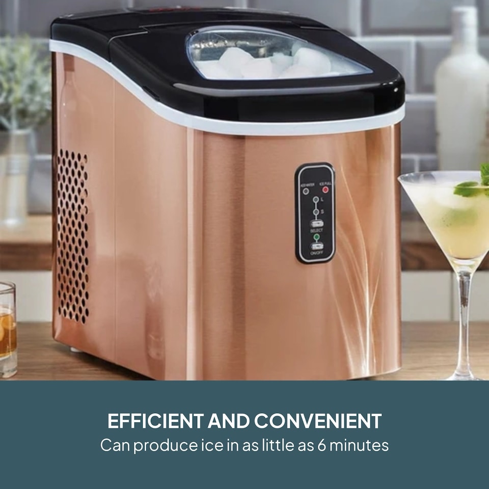 image 1 of Cooks Professional Ice Maker Machine with Scoop & 2.2L Tank - Makes 14KG Per Day | Copper