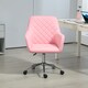 image 7 of Vinsetto Office Desk Chair, Leather-Feel Fabric Computer Swivel Chair with Rolling Wheels and Adjustable Height for Home, Pink