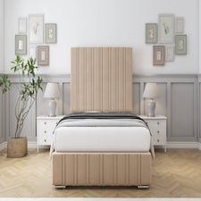Sloomy Langston Pebble Plush Deep-Sided Bed Frame With 50" Upholstered Headboard 4' Small Double