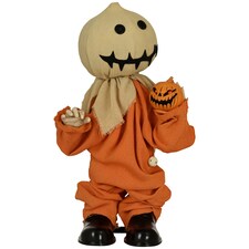 HOMCOM 77cm Outdoor Halloween Decoration Scarecrow, Standing Scarecrow Prop Life Size with Sound and Motion Activated, Light Up Eyes, Howling Sound, Posable Arms, Moving Hands