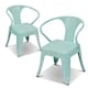 image 1 of COSTWAY Steel Kids Chair Set of 2 with Backrest Blue