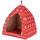 image 2 of Foldable Cozy Cat House Bed Washable Cave Pet Puppy Dog Igloo Kennel Red Green
