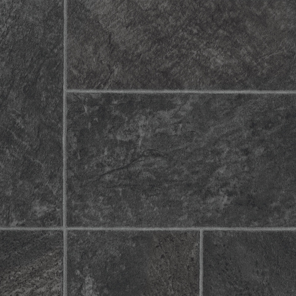 image 1 of Black Stone Effect Anti-Slip Vinyl Flooring For Kitchen, Bathroom, 3.8mm Thick