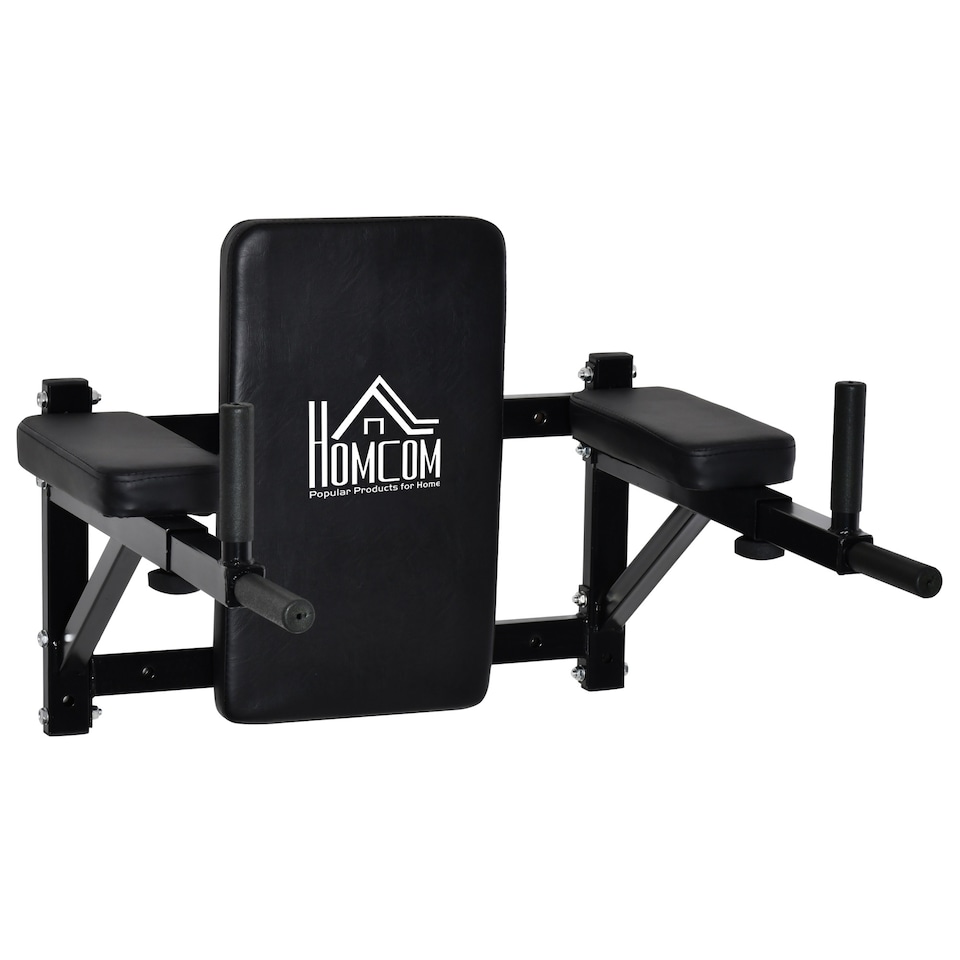 image 1 of HOMCOM Gym Rack Dip Station Wall Mounted AB Knee Leg Raise Pull Up Fitness Chin