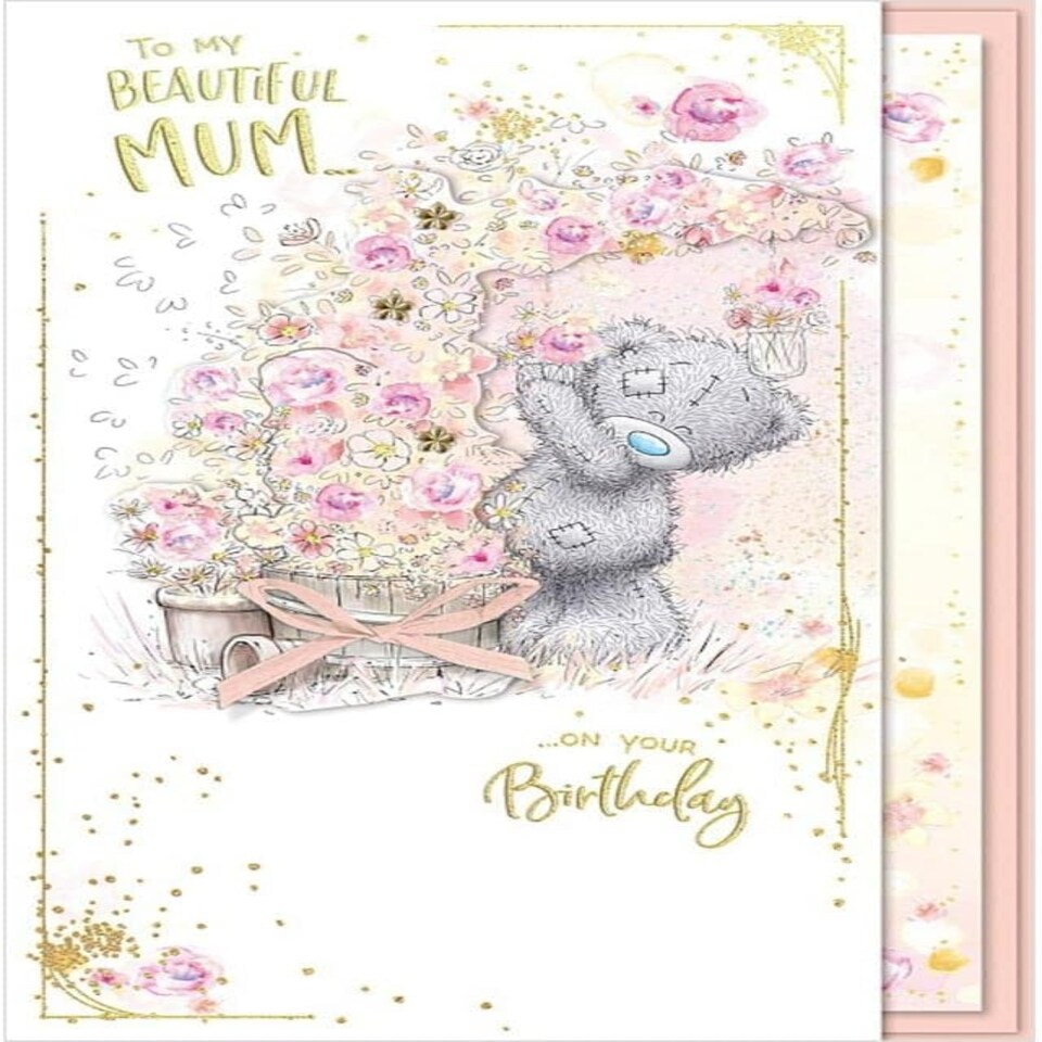 image 1 of Bear Picking Flowers Beautiful Mum Birthday Card