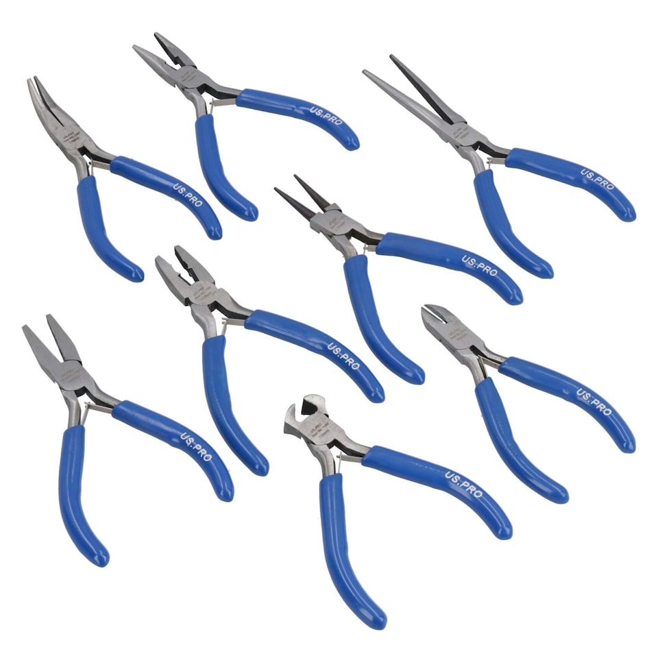 image 1 of Mini Plier Set Craft Jewellery Making Cutters Long Nose Circlips Engineers 8pc Set