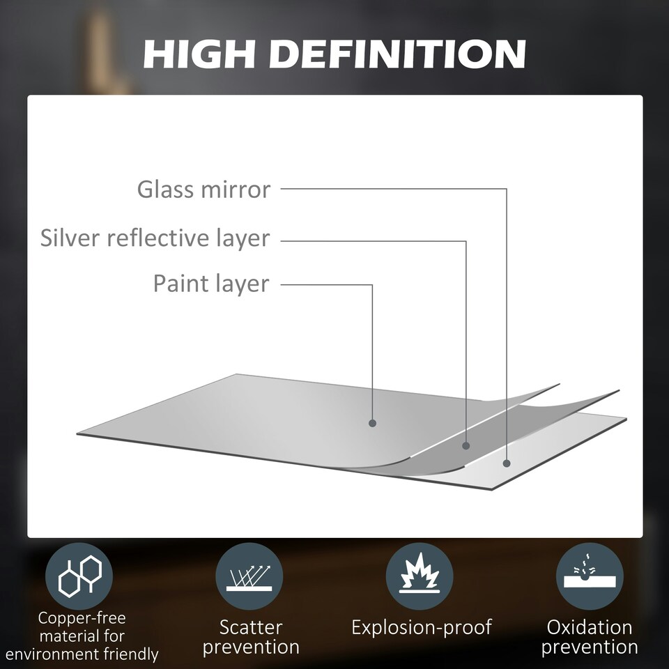 image 1 of kleankin LED Lighted Bathroom Mirror with 3X Magnifying Mirror, Anti-Fog