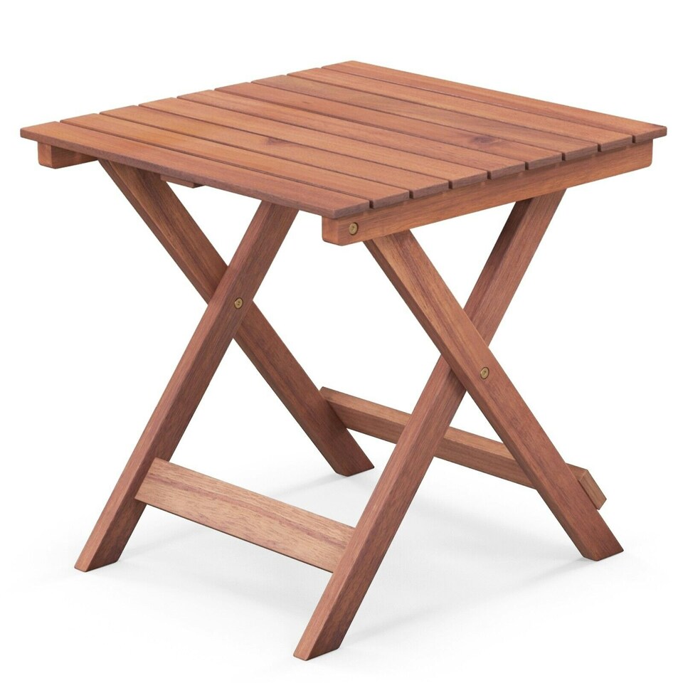 image 1 of COSTWAY Wooden Side Table Folding End Table Slatted Tabletop Brown