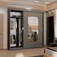image 5 of Modern Mirror Sliding Wardrobe with Gloss Strips & Storage