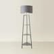 image 3 of ValueLights Hiru Grey 3 Tier Shelf Floor Lamp Grey Chrome Shade Grey