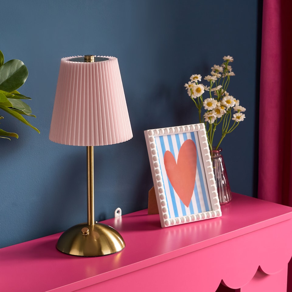 image 1 of OHS Pleated Bedside Lamp LED Rechargeable Cordless Night Light