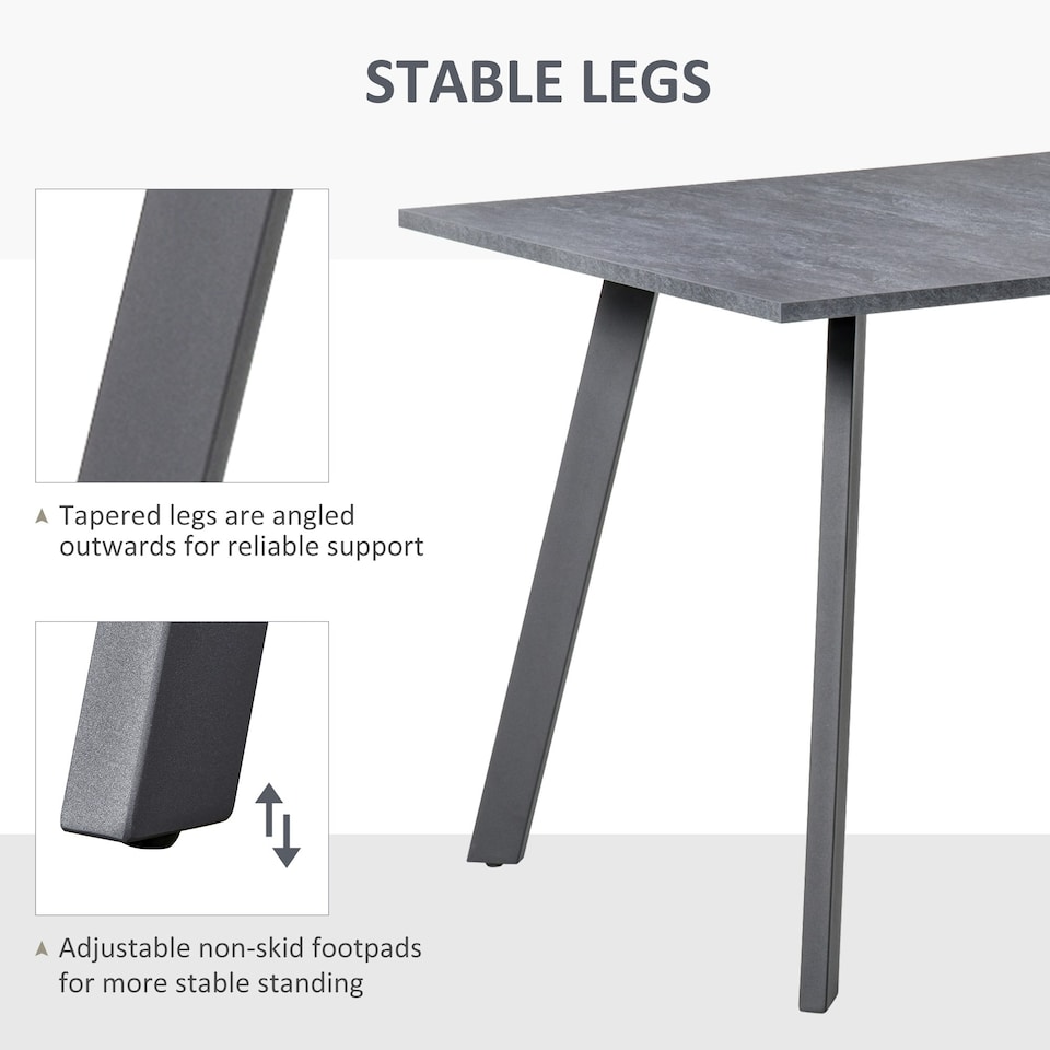 image 1 of HOMCOM Modern Rectangular Dining Table with Metal Legs Indoor, Dark Grey