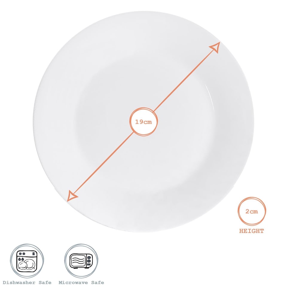 image 1 of Argon Tableware Classic White Dessert Plates - 19cm - Pack of 6 | White | White
