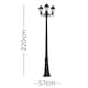 image 6 of ValueLights Mayfair 3 Way Black Outdoor Lamp Post Light | Black