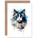 image 1 of Ragdoll Cat Lovers Gift Watercolour Pet Portrait Painting Art Card
